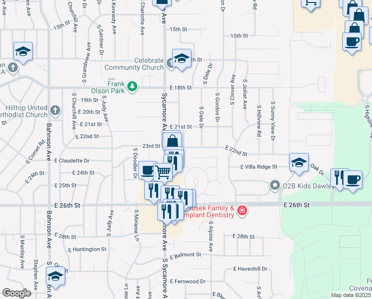 map of restaurants, bars, coffee shops, grocery stores, and more near 4600-4698 E 22nd St in Sioux Falls