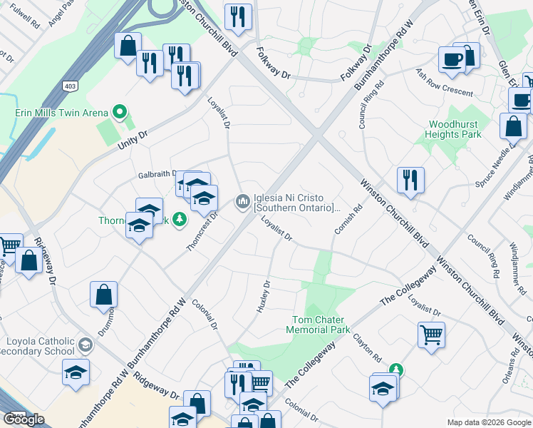 map of restaurants, bars, coffee shops, grocery stores, and more near 3739 Saint Laurent Court in Mississauga