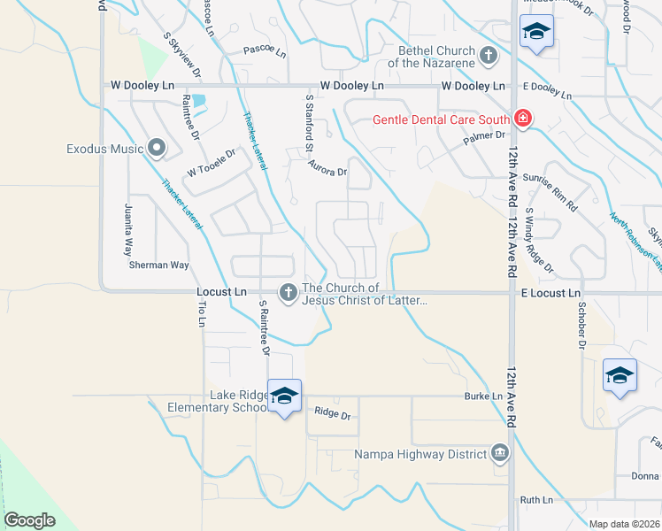 map of restaurants, bars, coffee shops, grocery stores, and more near 3725 S Edgeview Dr in Nampa