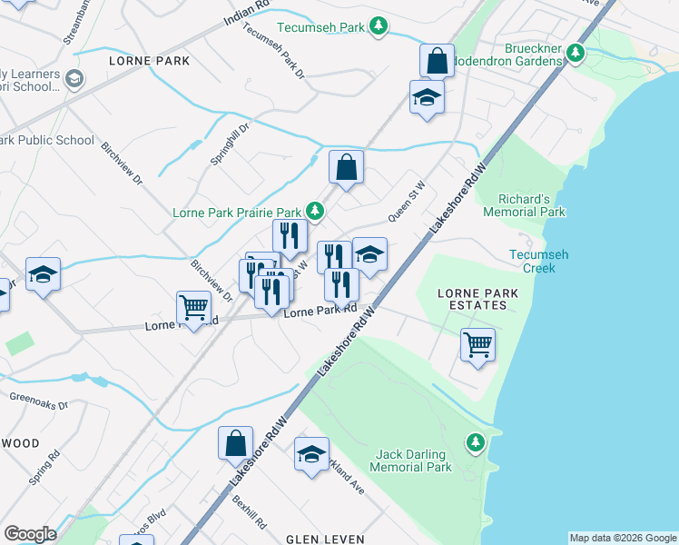 map of restaurants, bars, coffee shops, grocery stores, and more near 1053 Red Pine Crescent in Mississauga