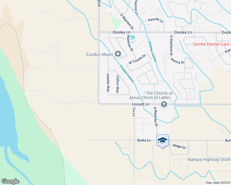 map of restaurants, bars, coffee shops, grocery stores, and more near 3719 Clifton Way in Nampa