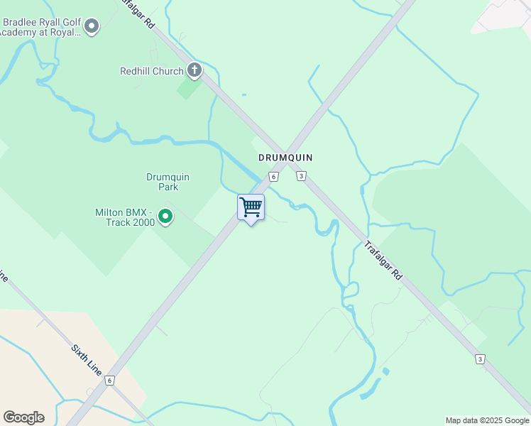 map of restaurants, bars, coffee shops, grocery stores, and more near 2498 Britannia Road in Milton