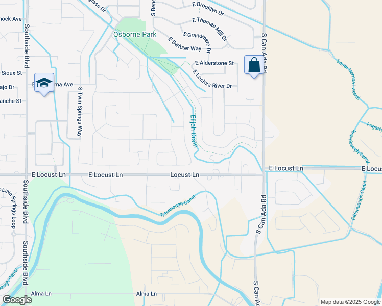 map of restaurants, bars, coffee shops, grocery stores, and more near 4301 East Stone Falls Drive in Nampa
