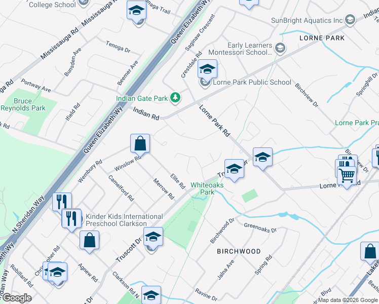 map of restaurants, bars, coffee shops, grocery stores, and more near 1489 Chasehurst Drive in Mississauga