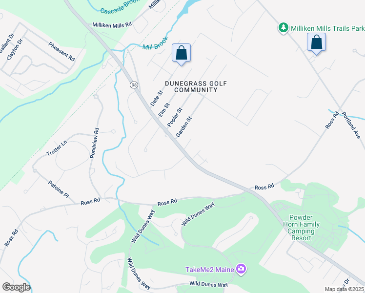 map of restaurants, bars, coffee shops, grocery stores, and more near 1 Camelot Circle in Old Orchard Beach