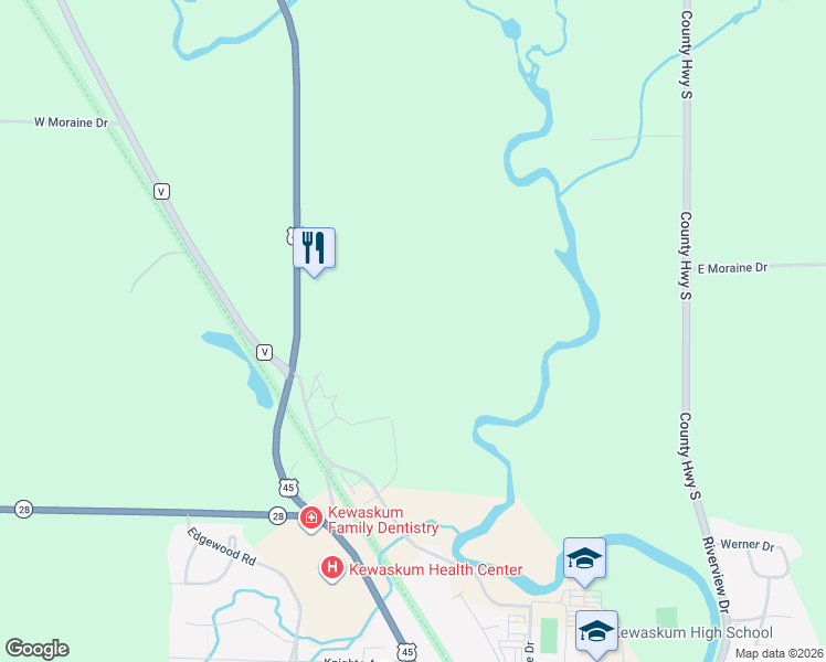 map of restaurants, bars, coffee shops, grocery stores, and more near in Kewaskum