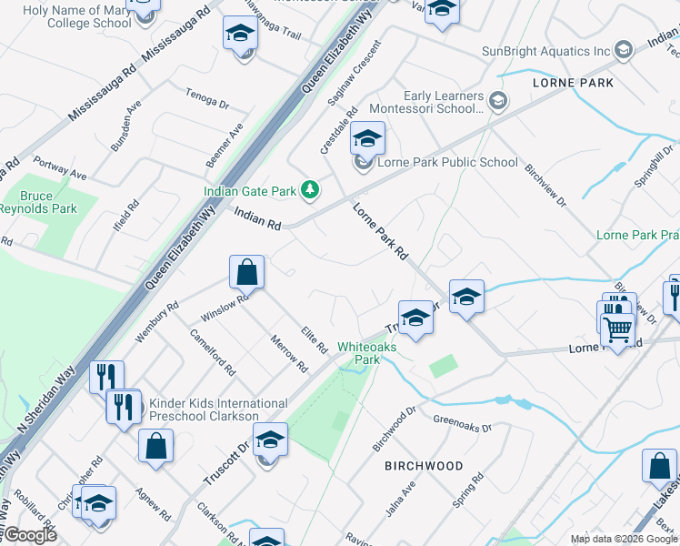 map of restaurants, bars, coffee shops, grocery stores, and more near 1489 Chasehurst Drive in Mississauga