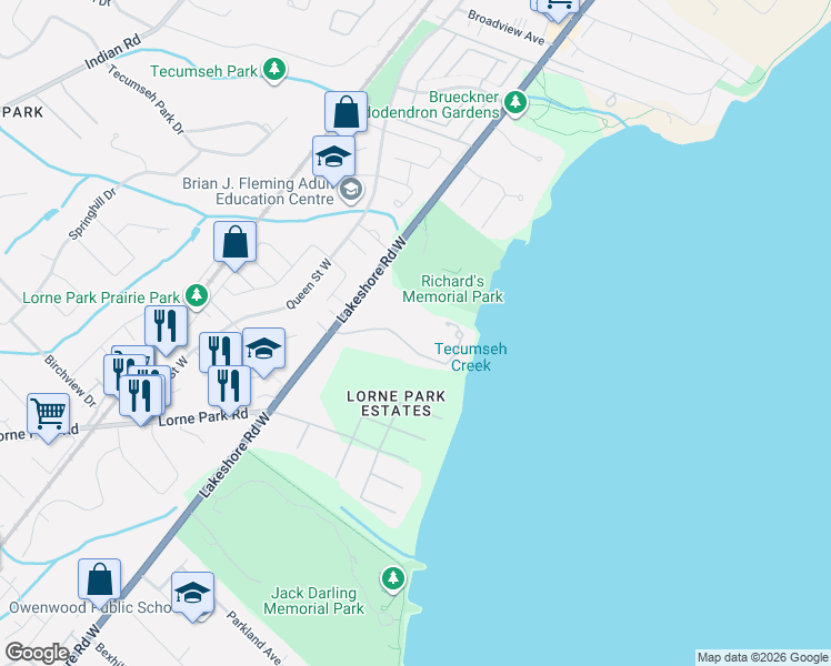 map of restaurants, bars, coffee shops, grocery stores, and more near 937 Whittier Crescent in Mississauga