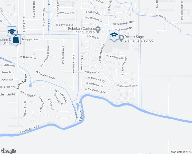 map of restaurants, bars, coffee shops, grocery stores, and more near 9574 West Stonewood Drive in Boise