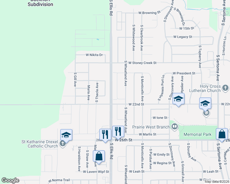 map of restaurants, bars, coffee shops, grocery stores, and more near 8500 West 22nd Street in Sioux Falls