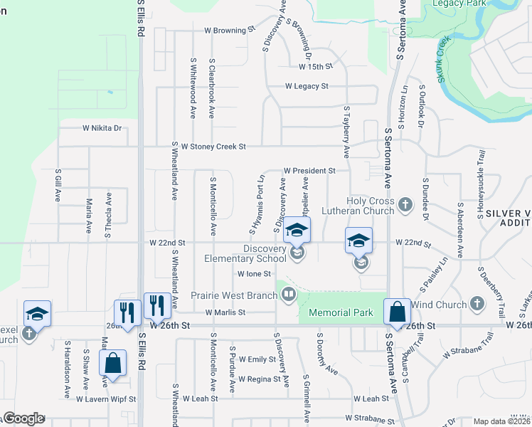 map of restaurants, bars, coffee shops, grocery stores, and more near 7882-8148 W 22nd St in Sioux Falls