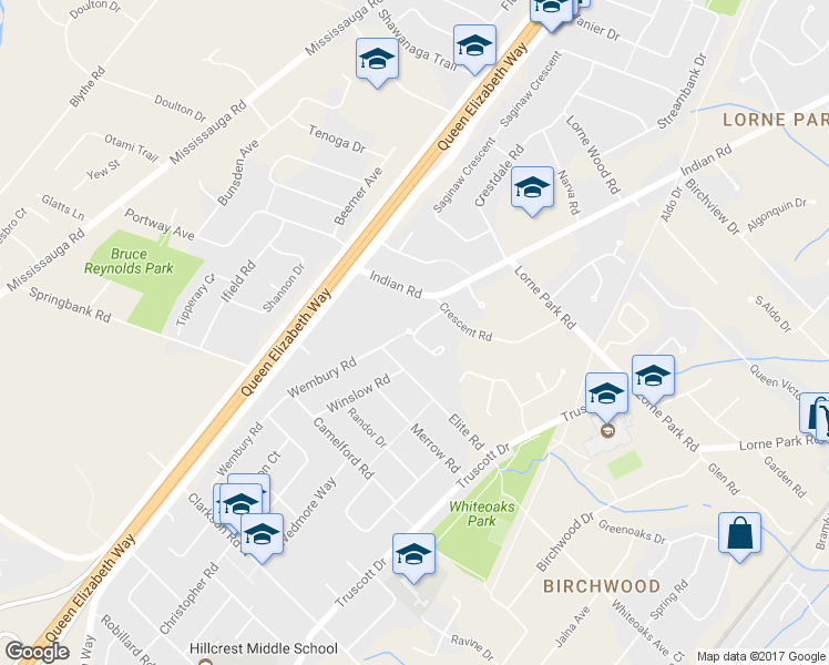 map of restaurants, bars, coffee shops, grocery stores, and more near 1582 Calumet Place in Mississauga
