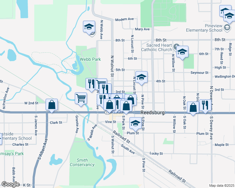 map of restaurants, bars, coffee shops, grocery stores, and more near 246 3rd Street in Reedsburg