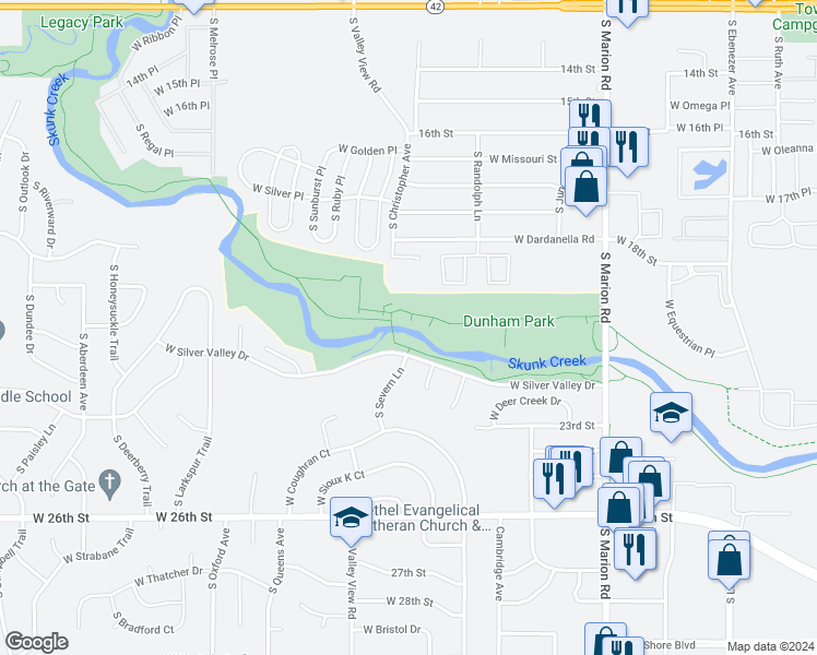 map of restaurants, bars, coffee shops, grocery stores, and more near in Minnehaha County