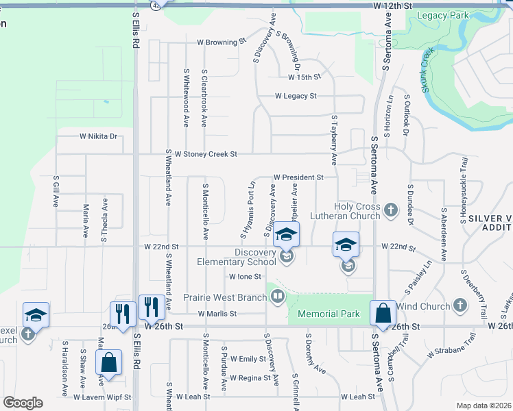 map of restaurants, bars, coffee shops, grocery stores, and more near 7882-8148 W 22nd St in Sioux Falls