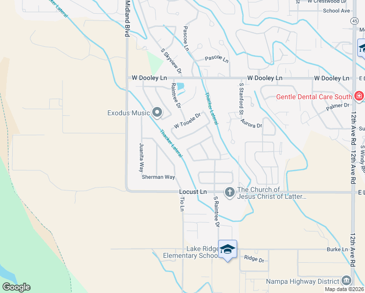 map of restaurants, bars, coffee shops, grocery stores, and more near 854 West Banyon Street in Nampa