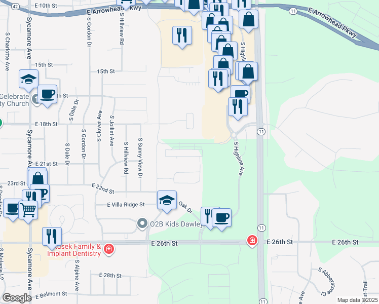 map of restaurants, bars, coffee shops, grocery stores, and more near 5510 Blarney Place in Sioux Falls