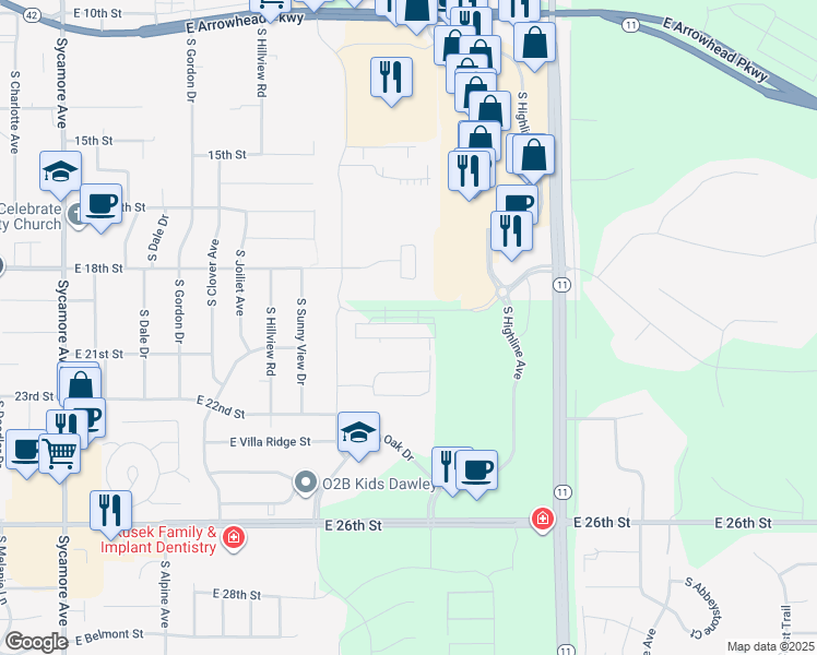 map of restaurants, bars, coffee shops, grocery stores, and more near 5510 Blarney Place in Sioux Falls
