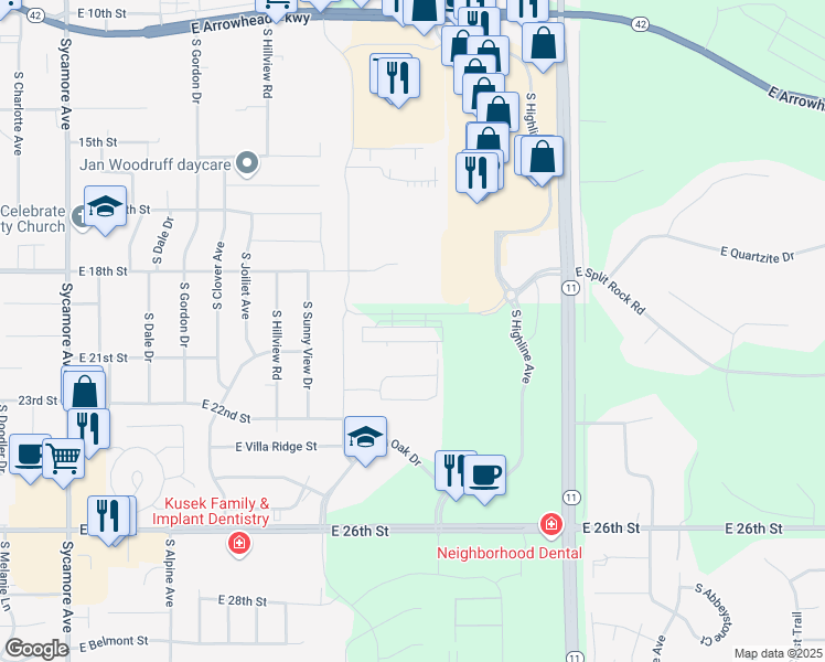 map of restaurants, bars, coffee shops, grocery stores, and more near 5510 Blarney Place in Sioux Falls