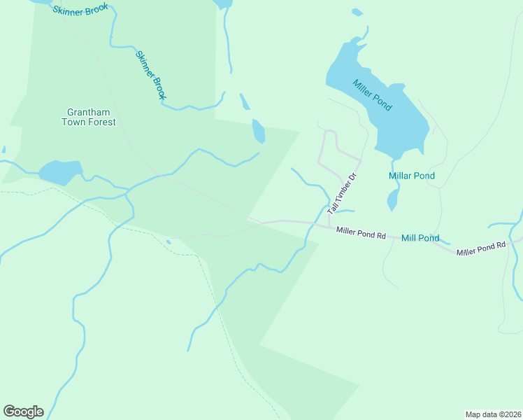 map of restaurants, bars, coffee shops, grocery stores, and more near Miller Pond Road in Grantham