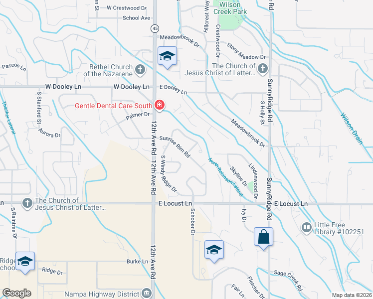 map of restaurants, bars, coffee shops, grocery stores, and more near 346 East Alexis Loop in Nampa
