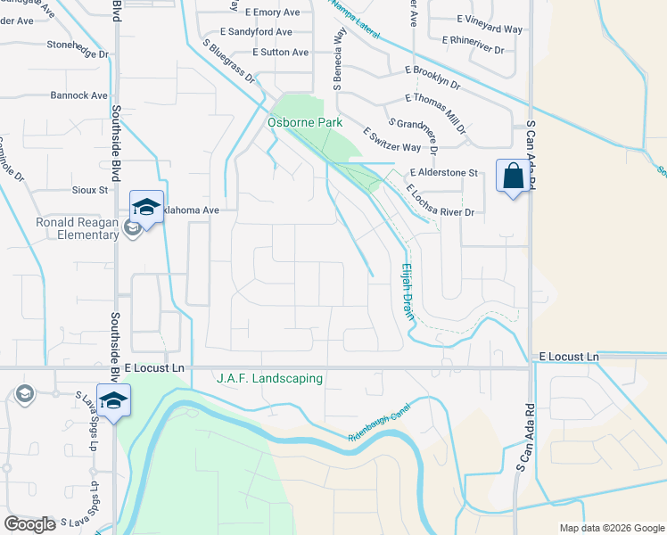 map of restaurants, bars, coffee shops, grocery stores, and more near 3925 East Rock Falls Street in Nampa
