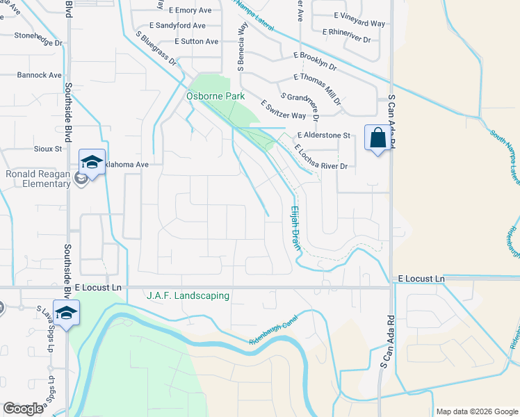 map of restaurants, bars, coffee shops, grocery stores, and more near 3925 East Rock Falls Street in Nampa