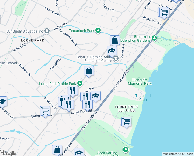 map of restaurants, bars, coffee shops, grocery stores, and more near in Mississauga