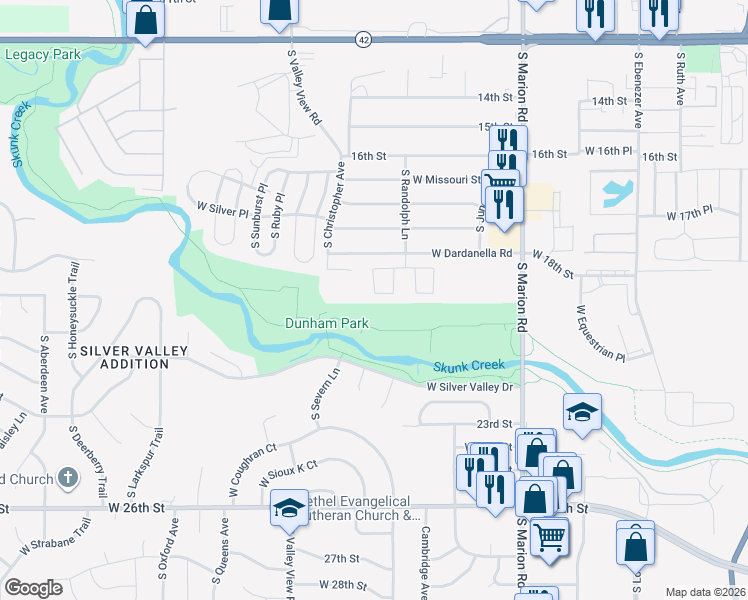 map of restaurants, bars, coffee shops, grocery stores, and more near 5801 West Christopher Place in Sioux Falls
