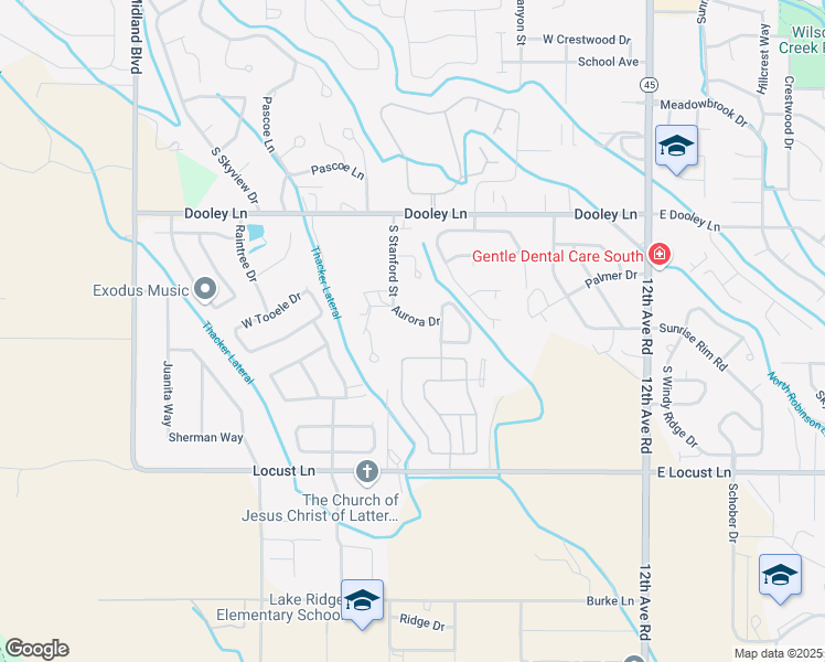 map of restaurants, bars, coffee shops, grocery stores, and more near 527 Aurora Drive in Nampa