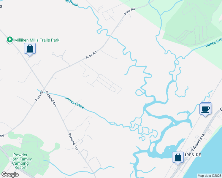 map of restaurants, bars, coffee shops, grocery stores, and more near 1 Seacoast Ln in Old Orchard Beach