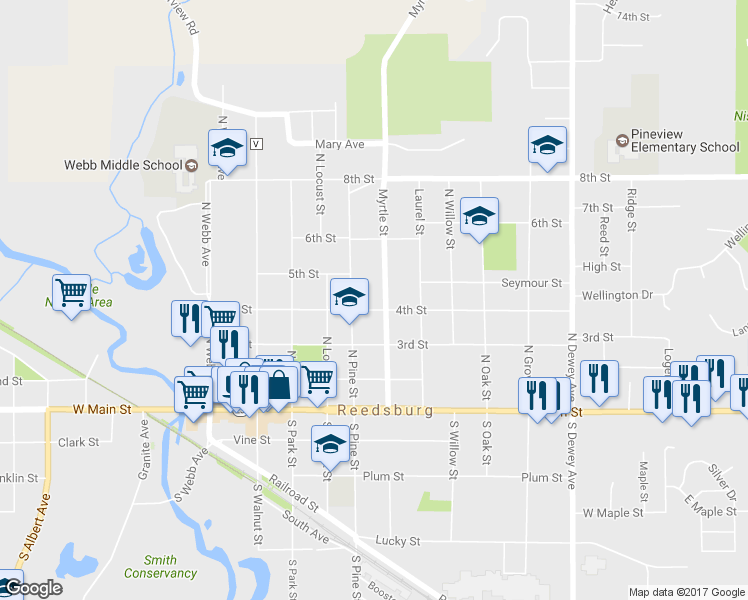 map of restaurants, bars, coffee shops, grocery stores, and more near 535 4th Street in Reedsburg