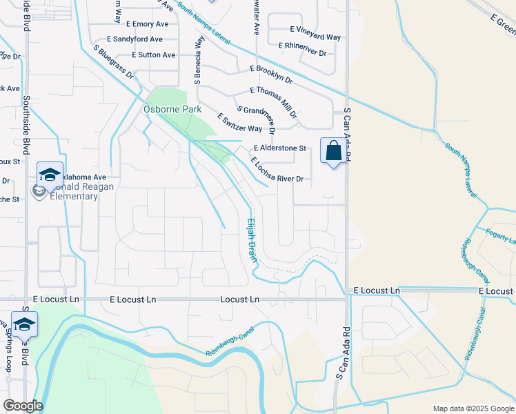 map of restaurants, bars, coffee shops, grocery stores, and more near 3445 South Fork Avenue in Nampa