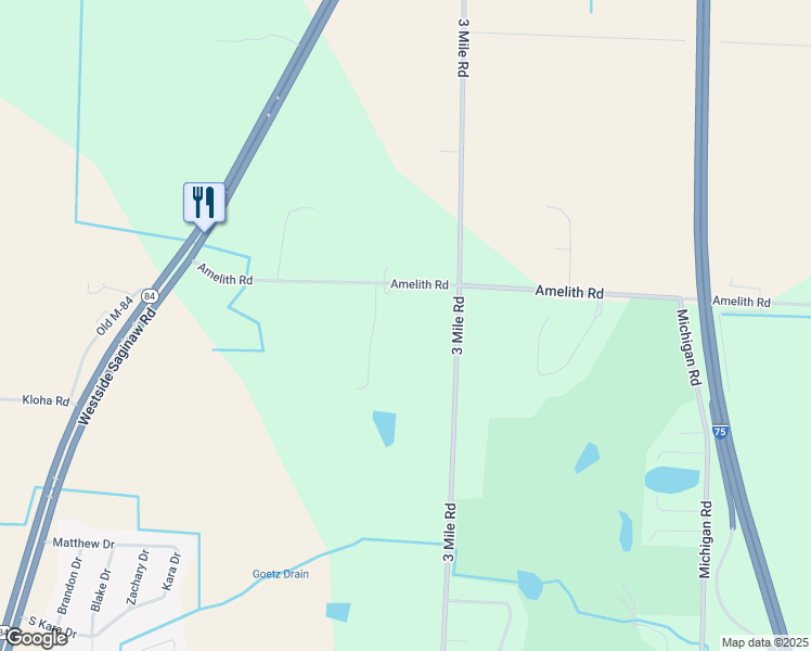 map of restaurants, bars, coffee shops, grocery stores, and more near 2452 Amelith Road in Bay City