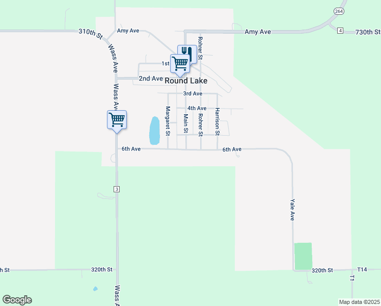 map of restaurants, bars, coffee shops, grocery stores, and more near 418 6th Avenue in Round Lake