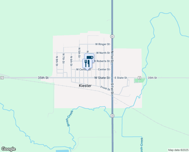 map of restaurants, bars, coffee shops, grocery stores, and more near 118 South 3rd Street in Kiester