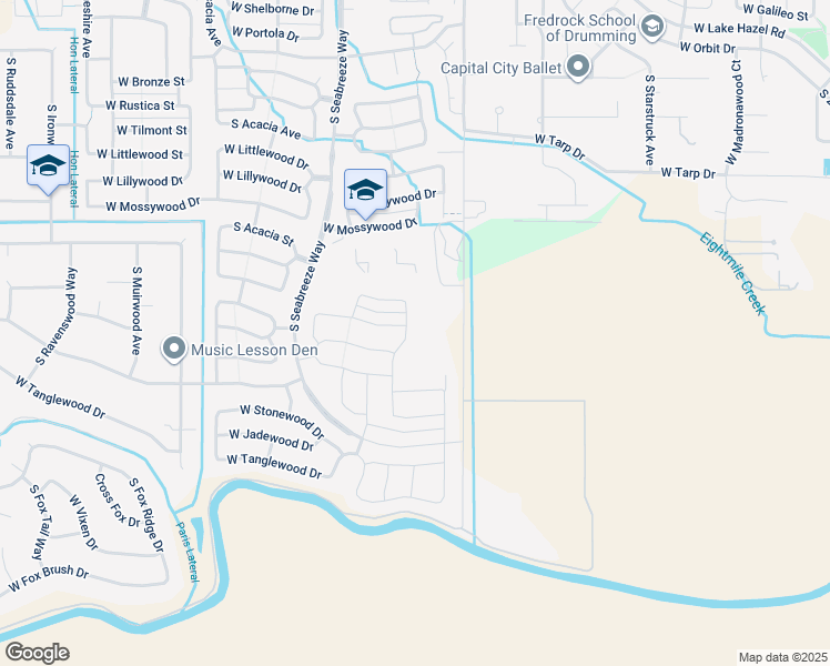 map of restaurants, bars, coffee shops, grocery stores, and more near 7350 South Cape View Way in Boise