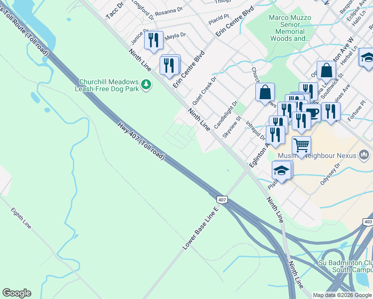 map of restaurants, bars, coffee shops, grocery stores, and more near 4124 Raybria Way in Milton