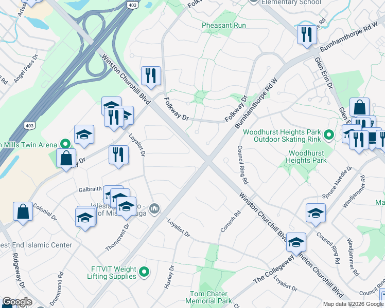 map of restaurants, bars, coffee shops, grocery stores, and more near 4037 Chadburn Crescent in Mississauga