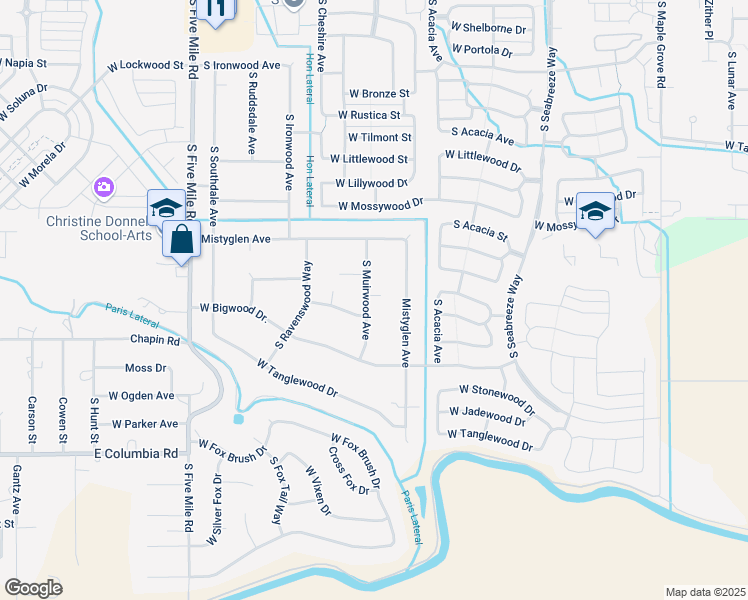 map of restaurants, bars, coffee shops, grocery stores, and more near 7202 South Muirwood Avenue in Boise