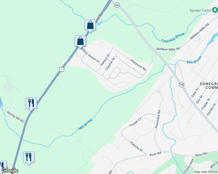 map of restaurants, bars, coffee shops, grocery stores, and more near 3 Meserve Circle in Saco