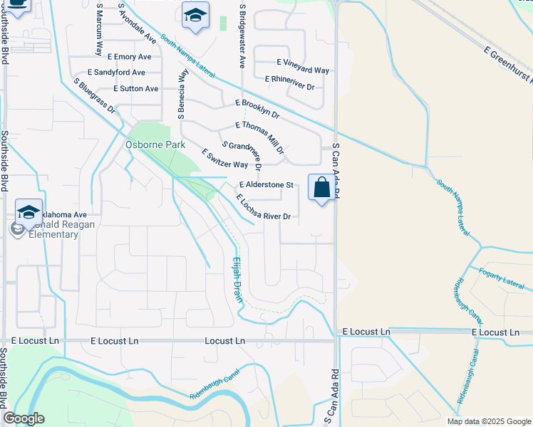 map of restaurants, bars, coffee shops, grocery stores, and more near 4388 East Lochsa River Drive in Nampa