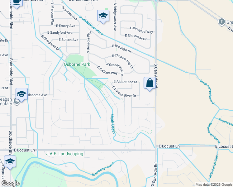map of restaurants, bars, coffee shops, grocery stores, and more near 4323 East Lochsa River Drive in Nampa