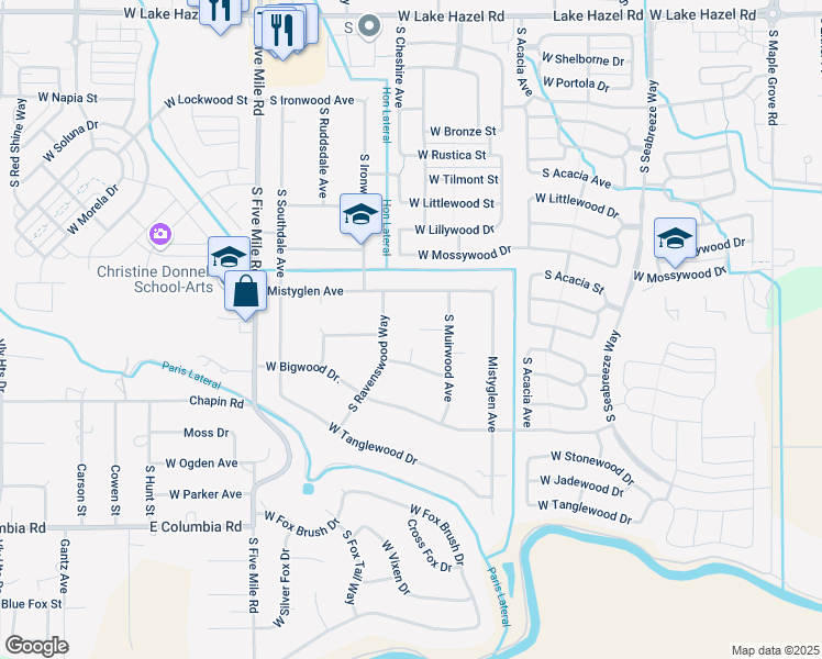 map of restaurants, bars, coffee shops, grocery stores, and more near 10098 West Shelterwood Court in Boise