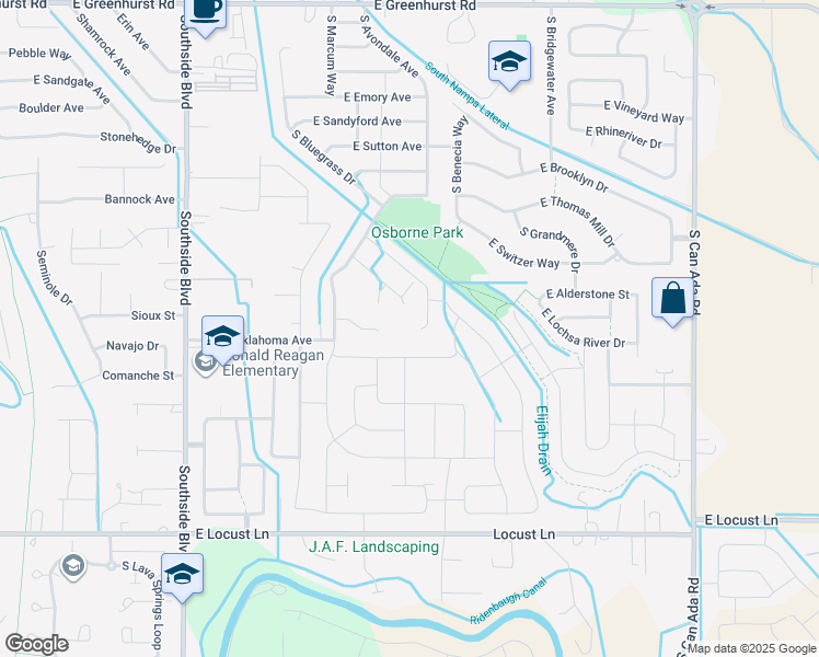 map of restaurants, bars, coffee shops, grocery stores, and more near 3937 East Clear Springs Drive in Nampa