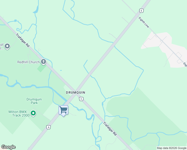 map of restaurants, bars, coffee shops, grocery stores, and more near 13254 Britannia Road in Milton