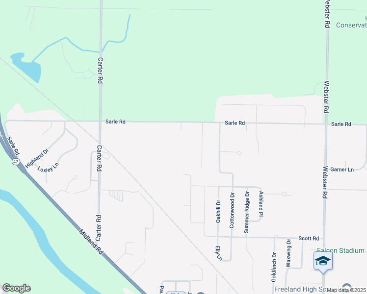 map of restaurants, bars, coffee shops, grocery stores, and more near 10609 Sarle Road in Freeland