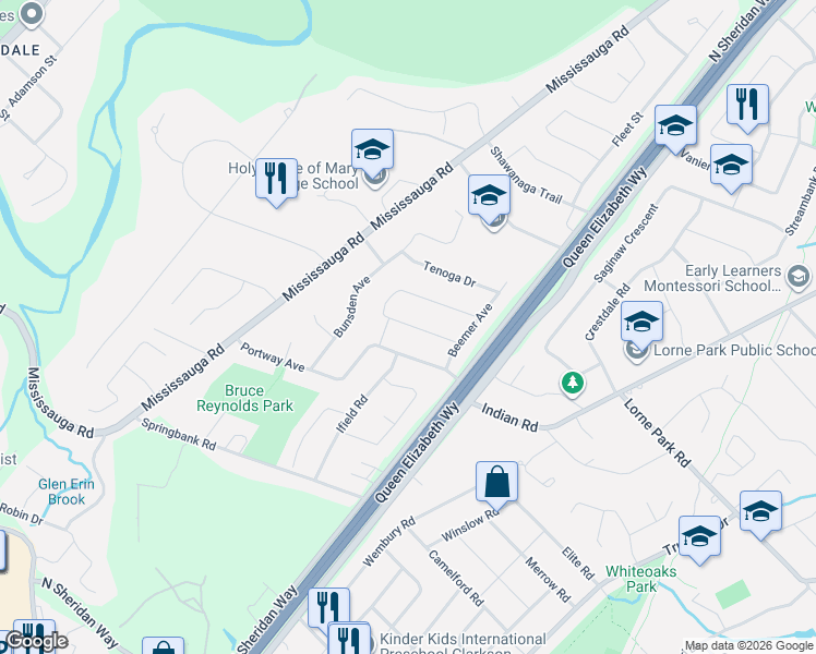 map of restaurants, bars, coffee shops, grocery stores, and more near 2084 Obeck Crescent in Mississauga