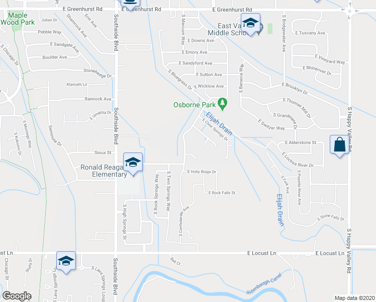 map of restaurants, bars, coffee shops, grocery stores, and more near 3184 South Avondale Avenue in Nampa
