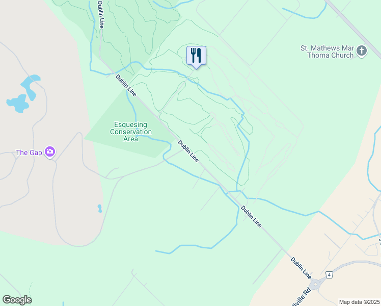 map of restaurants, bars, coffee shops, grocery stores, and more near 9410 Dublin Line in Milton